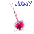 Heart with Clover mobile phone strap